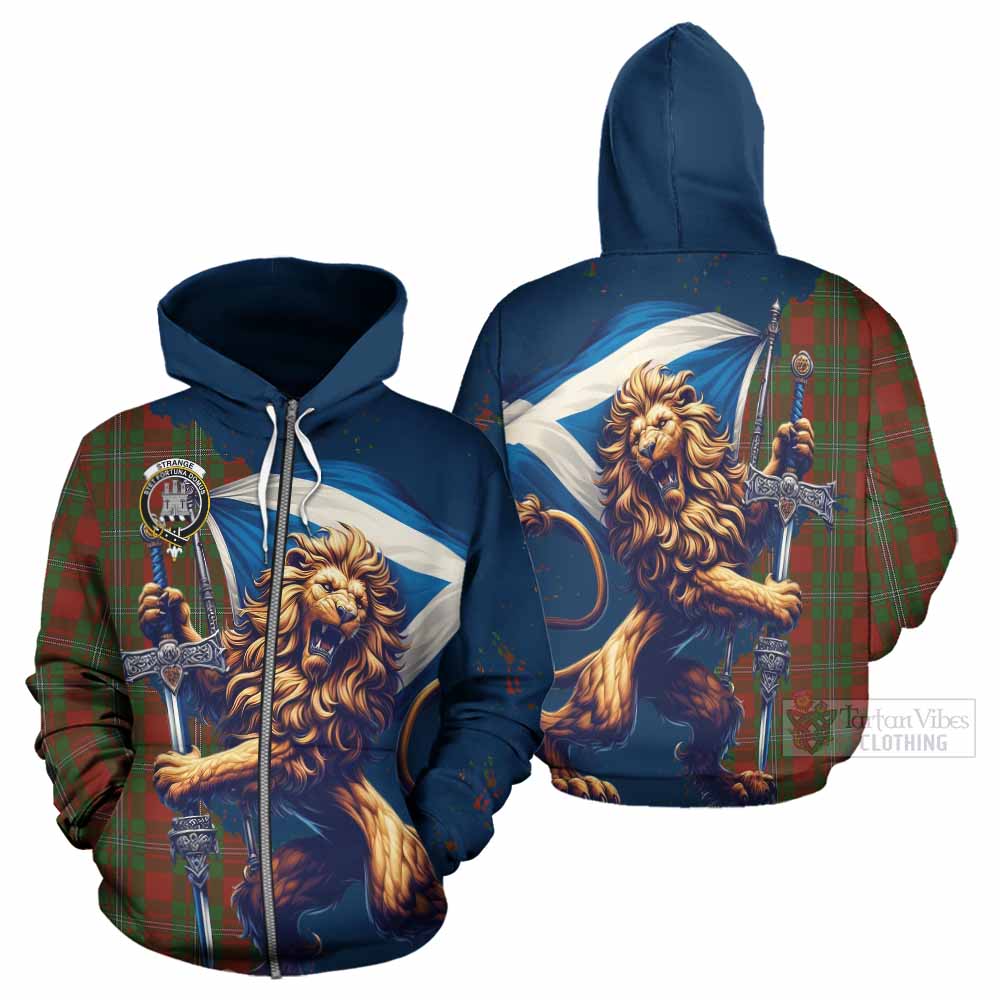 Tartan Vibes Clothing Strange (Strang) Tartan Family Crest Hoodie with Scottish Majestic Lion