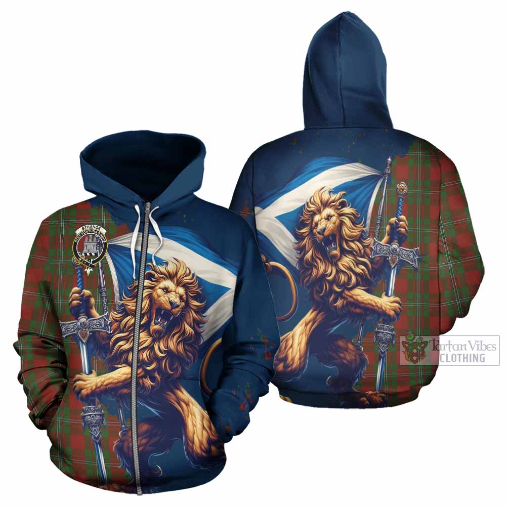 Strange (Strang) Tartan Family Crest Hoodie with Scottish Majestic Lion