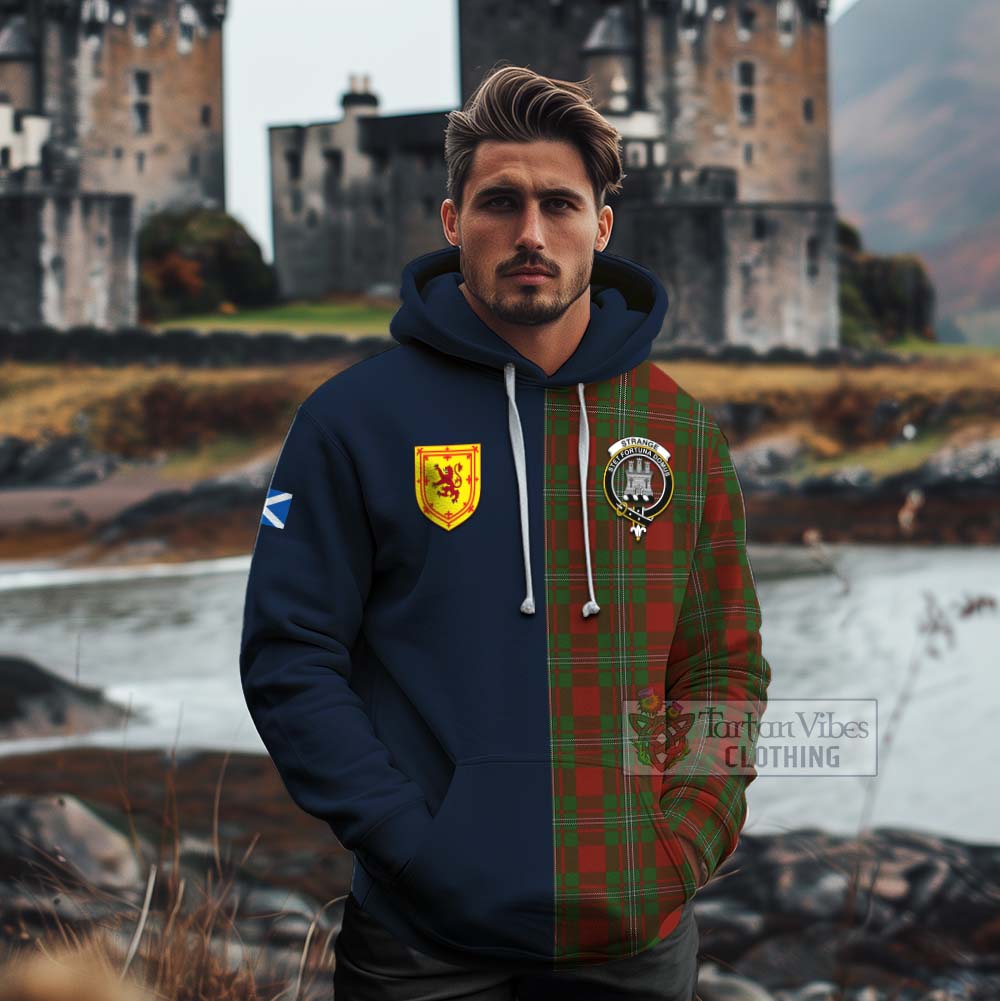 Tartan Vibes Clothing Strange (Strang) Tartan Cotton Hoodie Alba with Scottish Lion Royal Arm Half Style