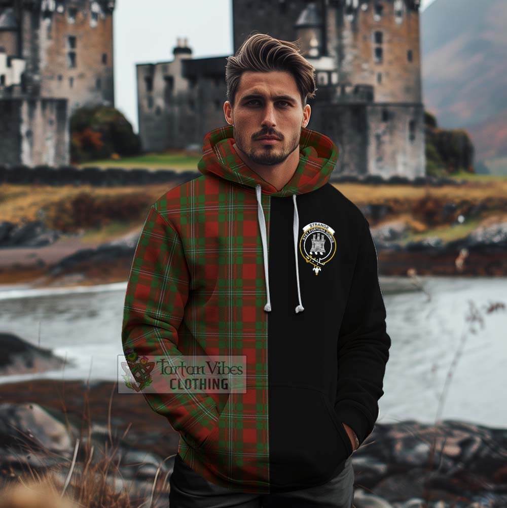 Tartan Vibes Clothing Strange (Strang) Tartan Cotton Hoodie with Family Crest and Half Of Me Style