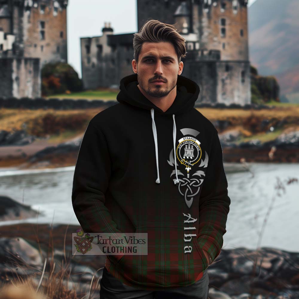 Tartan Vibes Clothing Strange (Strang) Tartan Cotton Hoodie Featuring Alba Gu Brath Family Crest Celtic Inspired