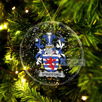 Stratford Irish Clan Christmas Glass Ornament with Coat of Arms Transparent Glass Circle - 2D-tartanvibesclothing