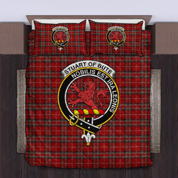 Stuart of Bute Tartan Quilt Bed Set with Family Crest