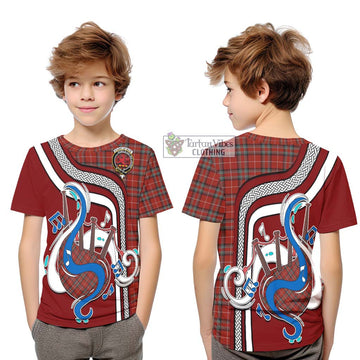 Stuart Of Bute Tartan Kid T-Shirt with Epic Bagpipe Style