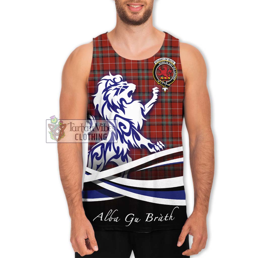 Tartan Vibes Clothing Stuart Of Bute Tartan Men's Tank Top with Alba Gu Brath Regal Lion Emblem