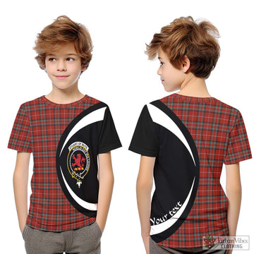 Stuart Of Bute Tartan Kid T-Shirt with Family Crest Circle Style