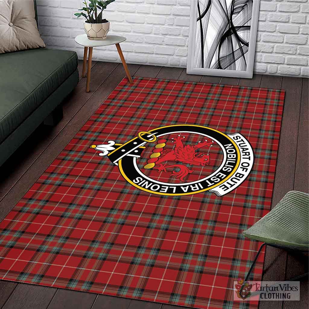 Tartan Vibes Clothing Stuart Of Bute Tartan Area Rug with Family Crest