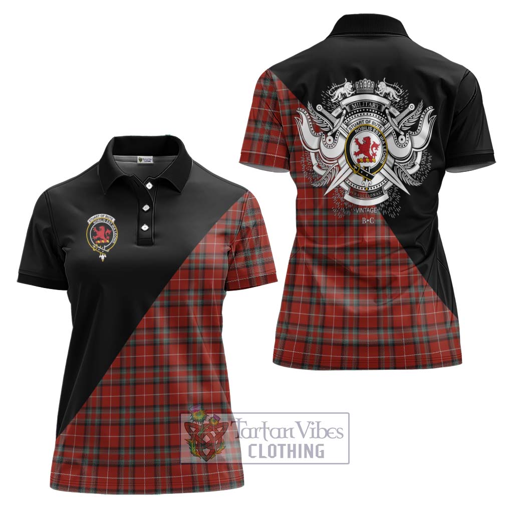 Tartan Vibes Clothing Stuart Of Bute Tartan Women's Polo Shirt with Family Crest and Military Logo Style