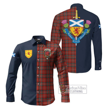 Stuart Of Bute Tartan Long Sleeve Button Shirt Alba with Scottish Lion Royal Arm Half Style