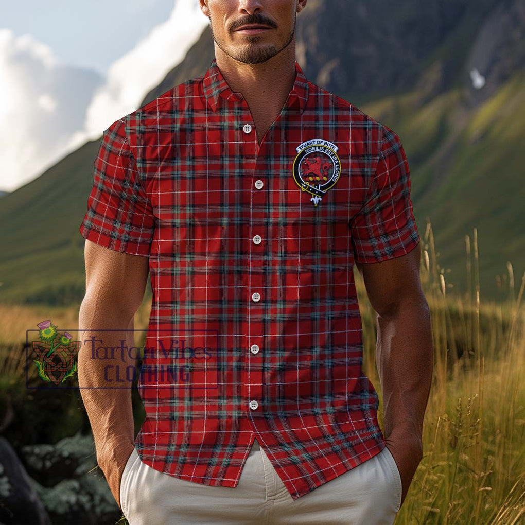 Stuart Of Bute Tartan Cotton Hawaiian Shirt with Family Crest Adult - Tartan Vibes Clothing