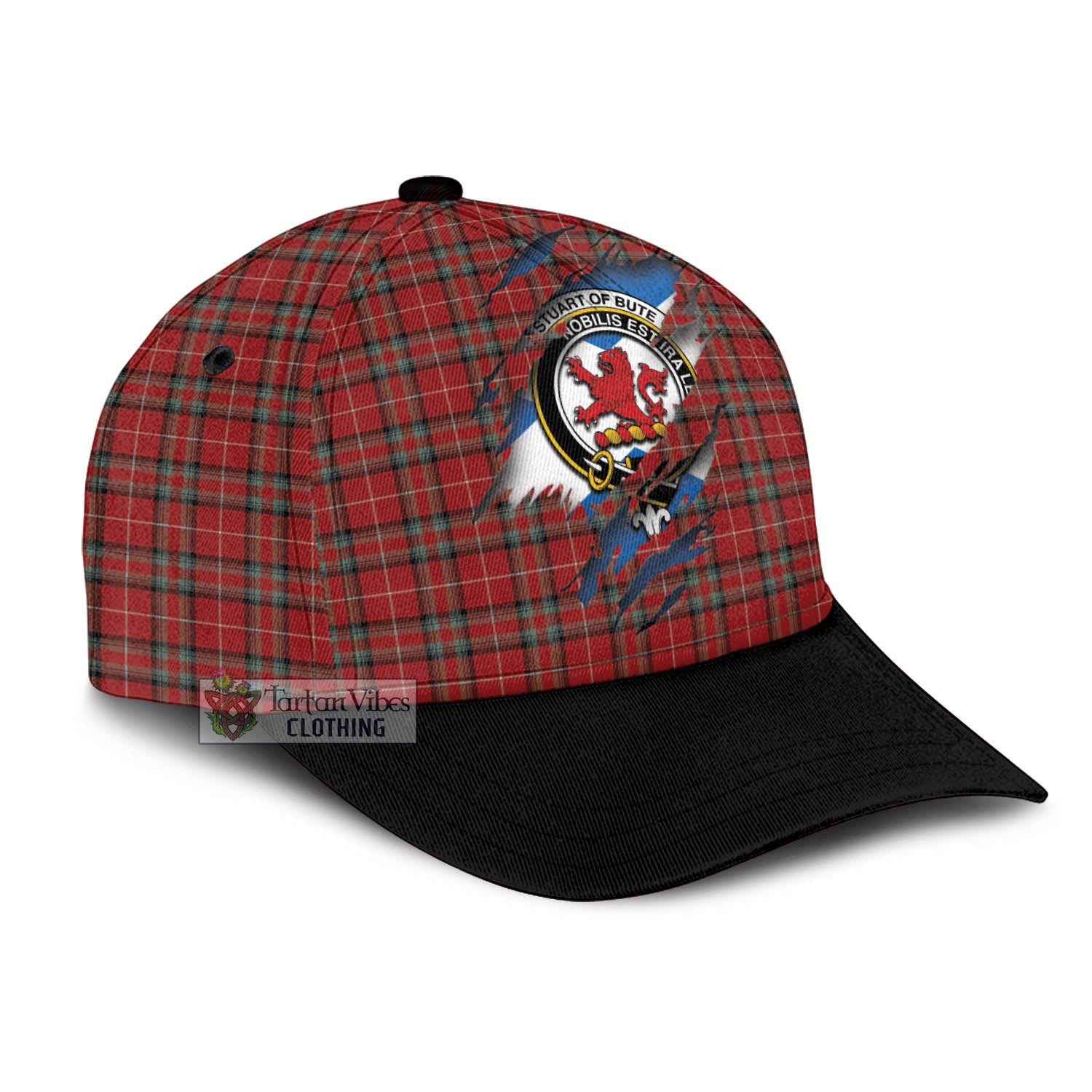 Tartan Vibes Clothing Stuart Of Bute Tartan Classic Cap with Family Crest In Me Style