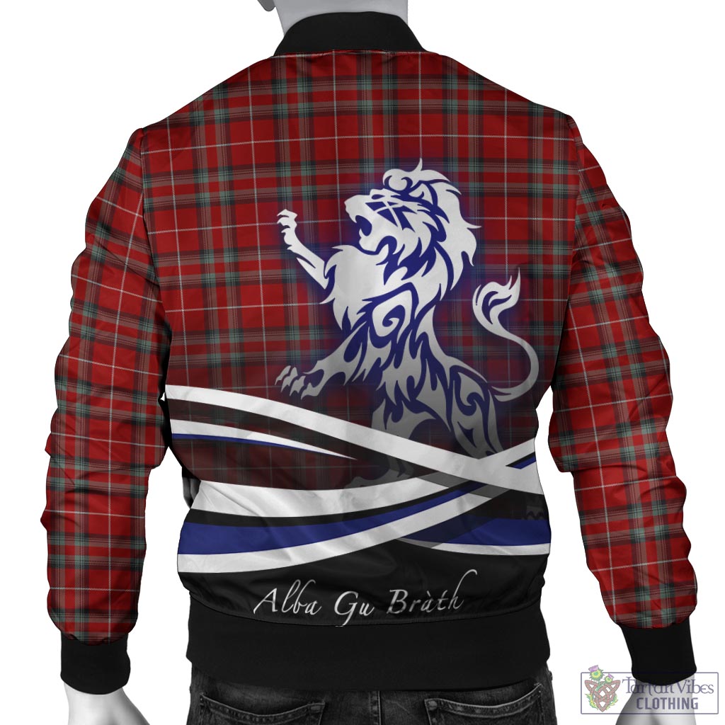 Tartan Vibes Clothing Stuart of Bute Tartan Bomber Jacket with Alba Gu Brath Regal Lion Emblem