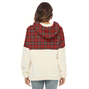 Stuart of Bute Tartan Women's Borg Fleece Hoodie With Half Zip