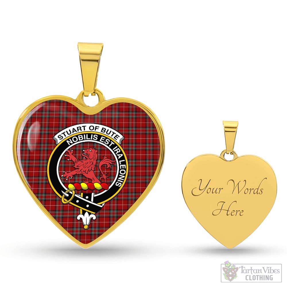 Tartan Vibes Clothing Stuart of Bute Tartan Heart Necklace with Family Crest