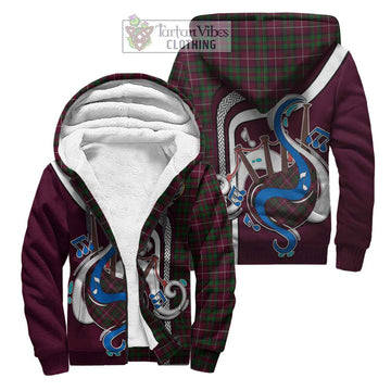 Stuart of Bute Hunting Tartan Sherpa Hoodie with Epic Bagpipe Style