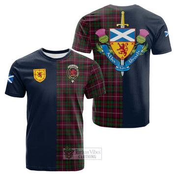 Stuart of Bute Hunting Tartan Cotton T-shirt with Scottish Lion Royal Arm Half Style