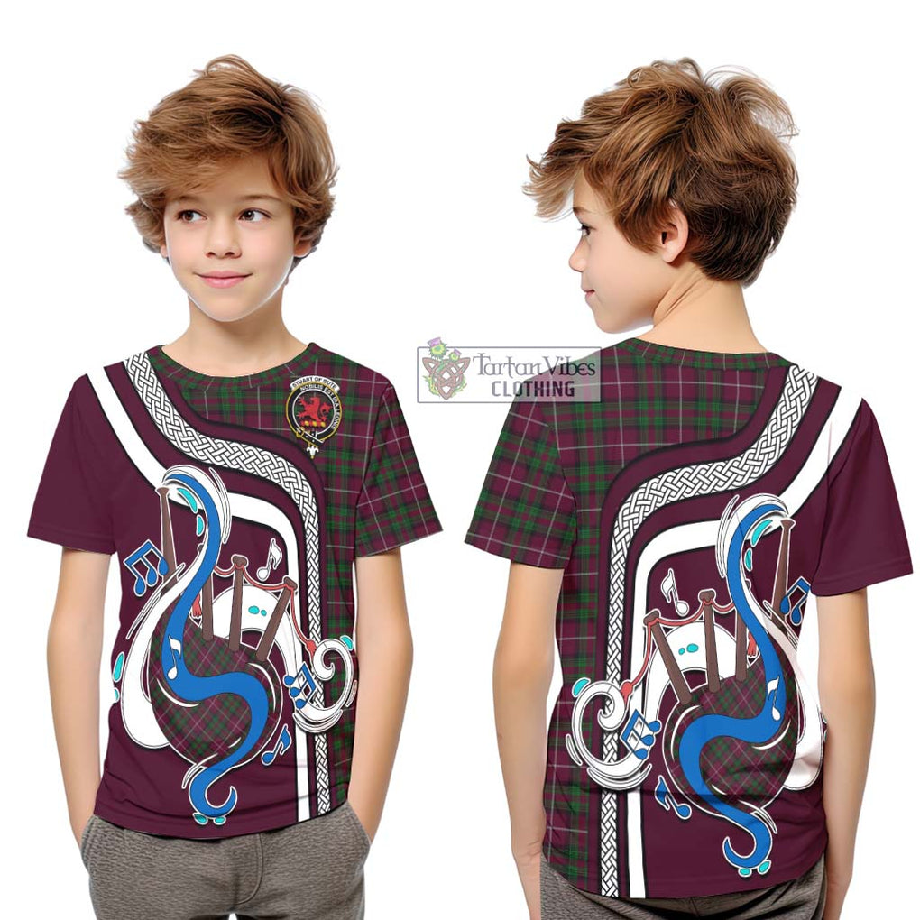 Tartan Vibes Clothing Stuart of Bute Hunting Tartan Kid T-Shirt with Epic Bagpipe Style