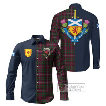 Stuart of Bute Hunting Tartan Long Sleeve Button Shirt Alba with Scottish Lion Royal Arm Half Style