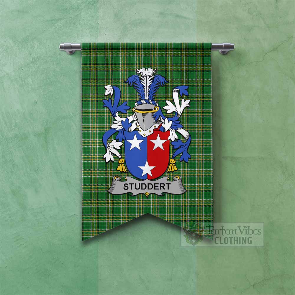 Studdert Irish Clan Tartan Gonfalon, Tartan Banner with Coat of Arms Fishtail - Tartan Vibes Clothing