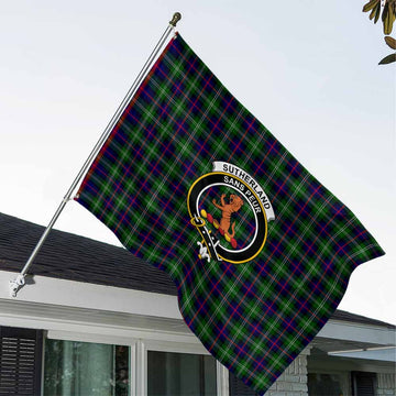 Sutherland Tartan House Flag with Family Crest