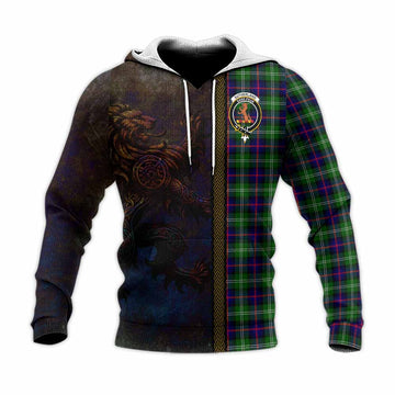 Sutherland Tartan Family Crest Knitted Hoodie Alba Gu Brath Be Brave Lion Ancient Style Unisex Knitted Pullover Hoodie - Tartan Vibes Clothing