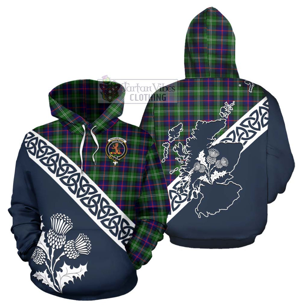 Sutherland Tartan Hoodie Featuring Thistle and Scotland Map Zip Hoodie - Tartan Vibes Clothing