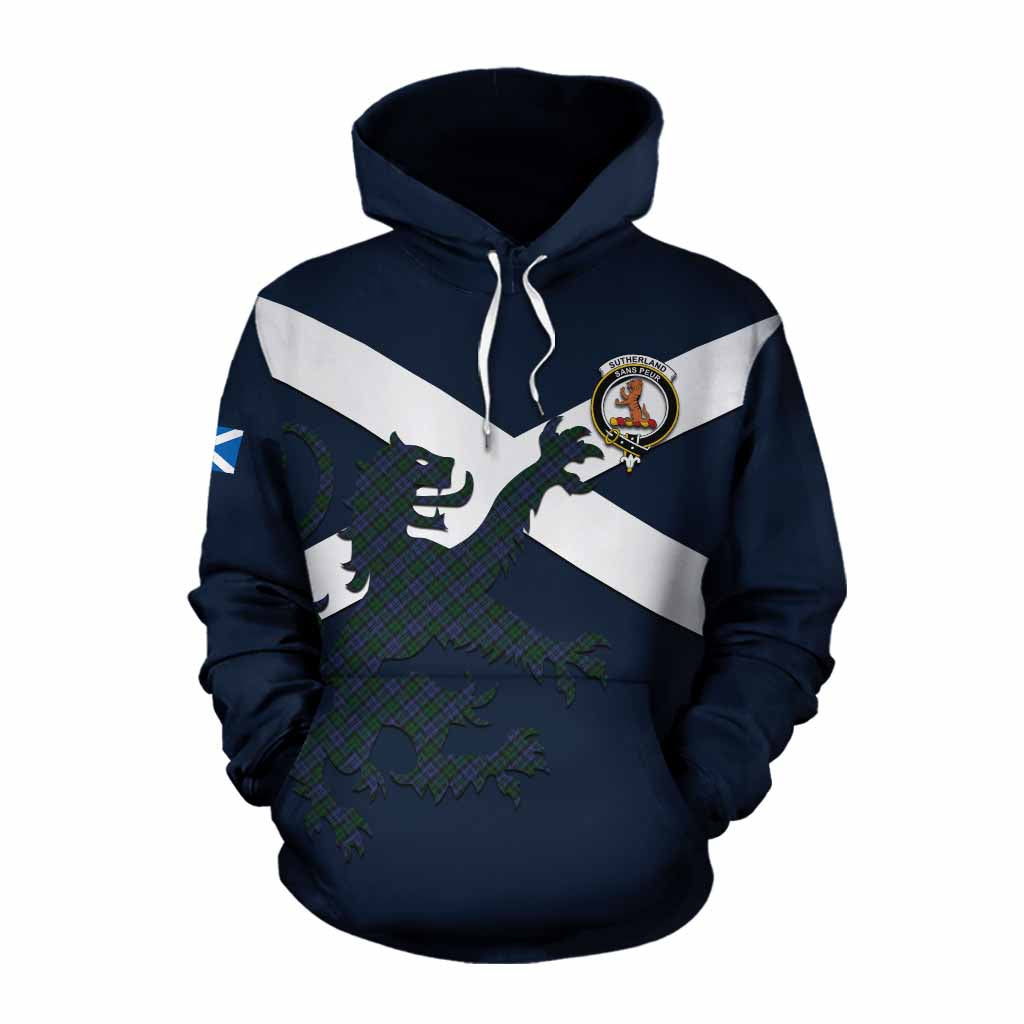 Tartan Vibes Clothing Sutherland Tartan Lion Rampant Cotton Hoodie Proudly Display Your Heritage with Alba Gu Brath and Clan Name