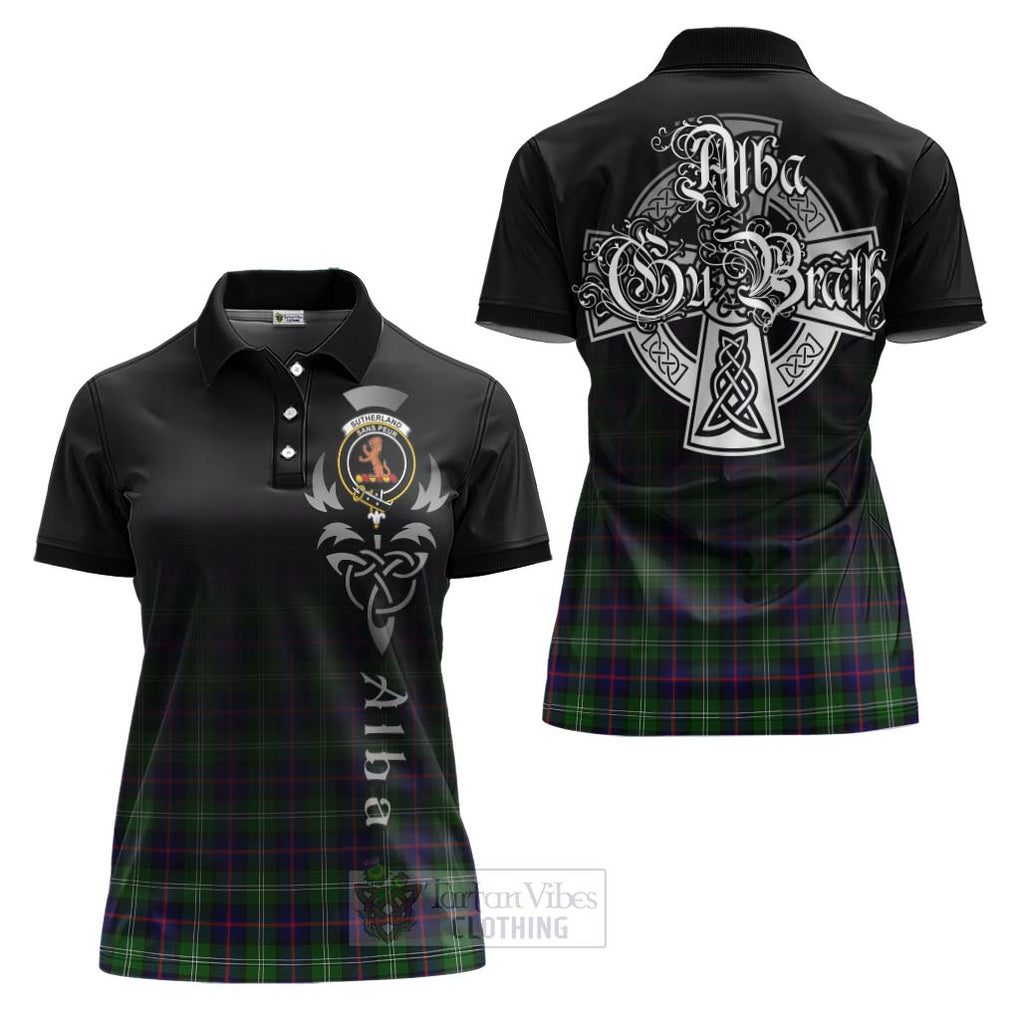 Tartan Vibes Clothing Sutherland Tartan Women's Polo Shirt Featuring Alba Gu Brath Family Crest Celtic Inspired