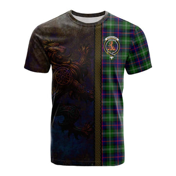 Sutherland Tartan Family Crest Cotton T-shirt Alba Gu Brath Be Brave Lion Ancient Style Kid's Shirt - Tartan Vibes Clothing
