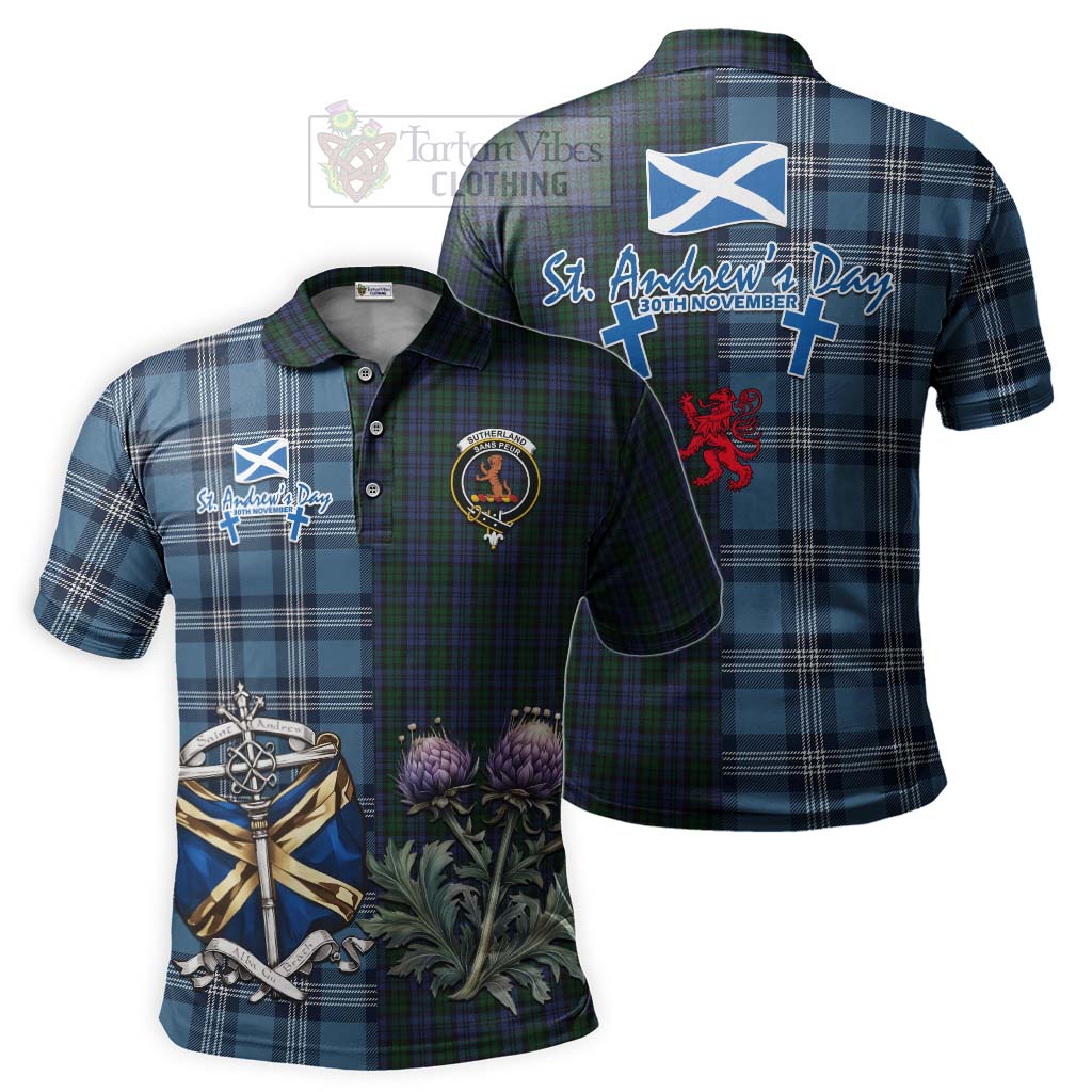 Tartan Vibes Clothing Sutherland Tartan Polo Shirt Happy St. Andrew's Day Half Tartan Style