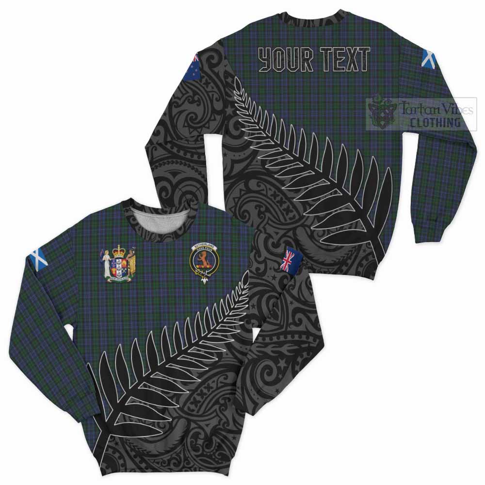 Tartan Vibes Clothing Sutherland Crest Tartan Sweatshirt with New Zealand Silver Fern Half Style