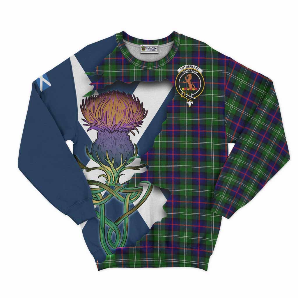 Sutherland Tartan Family Crest Sweatshirt Scottish Thistle Celtic Inspired Unisex - Tartan Vibes Clothing