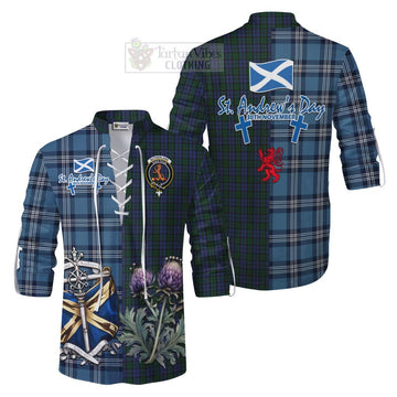 Sutherland Tartan Ghillie Kilt Shirt Happy St. Andrew's Day Half Tartan Style