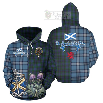 Sutherland Tartan Hoodie Happy St. Andrew's Day Half Tartan Style