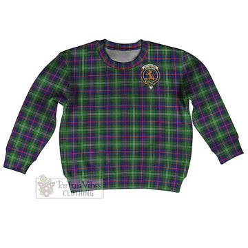 Sutherland Tartan Kid Ugly Sweater with Family Crest