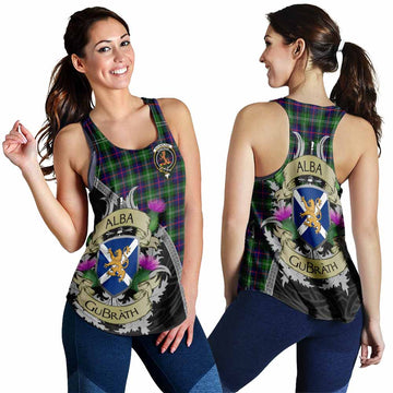 Sutherland Tartan Family Crest Women's Racerback Tanks Lion Rampant Royal Thistle Shield Celtic Inspired 4XL - Tartan Vibes Clothing