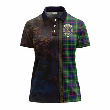 Sutherland Tartan Family Crest Women's Polo Shirt Alba Gu Brath Be Brave Lion Ancient Style Women - Tartan Vibes Clothing