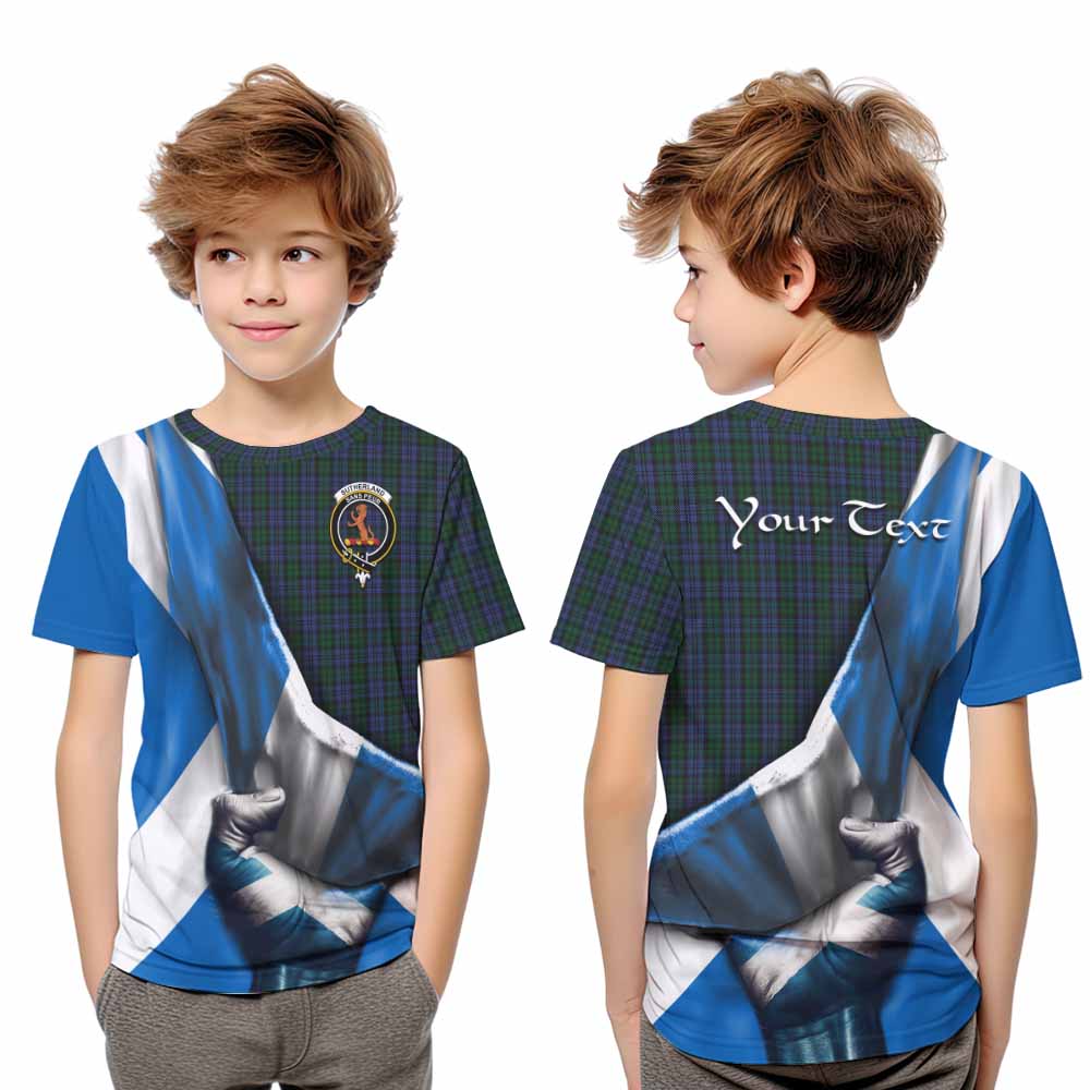 Sutherland Tartan Kid T-Shirt with Family Crest Scotland Patriotic Style Youth XL Size14 - Tartan Vibes Clothing