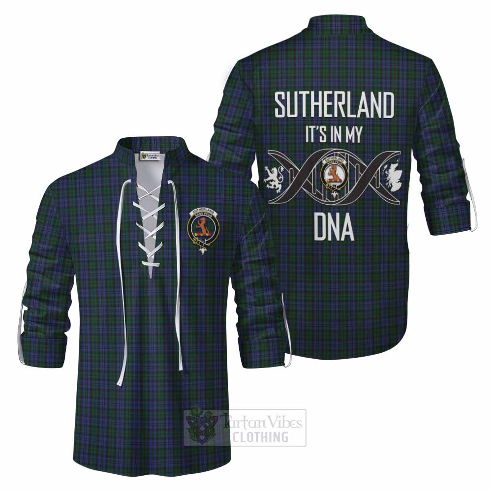 Tartan Vibes Clothing Sutherland Tartan Ghillie Kilt Shirt with Family Crest DNA In Me Style