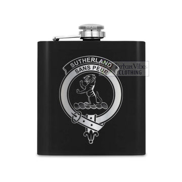 Sutherland Crest Hip Flask Set 7oz Black Stainless Steel with A Gift Box