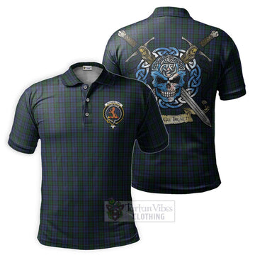 Sutherland Tartan Polo Shirt with Family Crest Celtic Skull Style