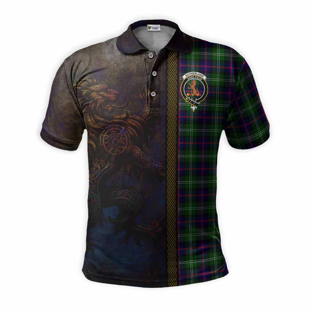 Sutherland Tartan Family Crest Polo Shirt Alba Gu Brath Be Brave Lion Ancient Style Kid - Tartan Vibes Clothing