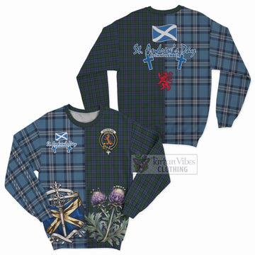 Sutherland Tartan Sweatshirt Happy St. Andrew's Day Half Tartan Style