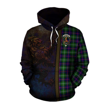 Sutherland Tartan Family Crest Cotton Hoodie Alba Gu Brath Be Brave Lion Ancient Style Pullover Hoodie XS - Tartan Vibes Clothing