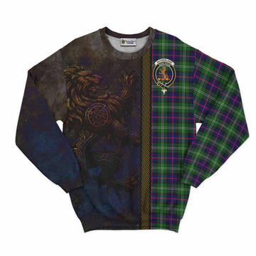Sutherland Tartan Family Crest Sweatshirt Alba Gu Brath Be Brave Lion Ancient Style Unisex - Tartan Vibes Clothing