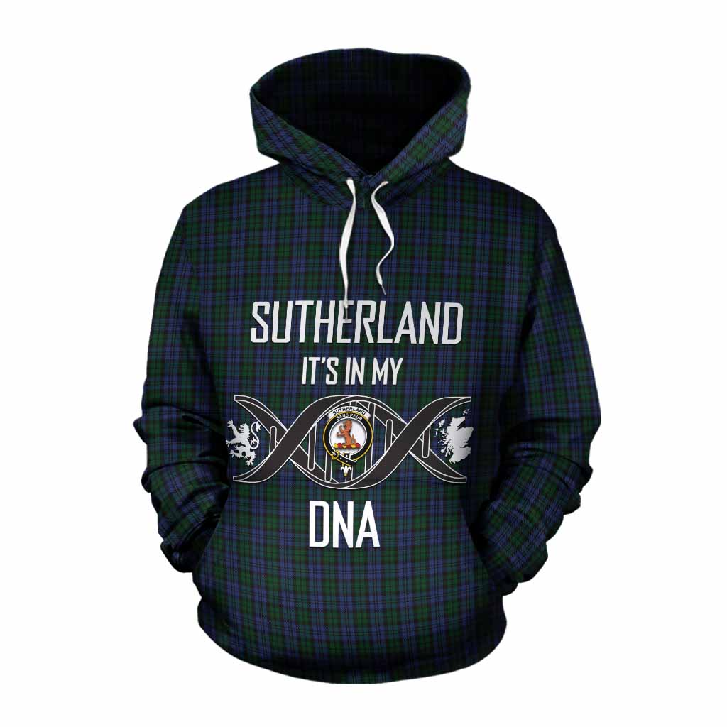 Tartan Vibes Clothing Sutherland Tartan Cotton Hoodie with Family Crest DNA In Me Style