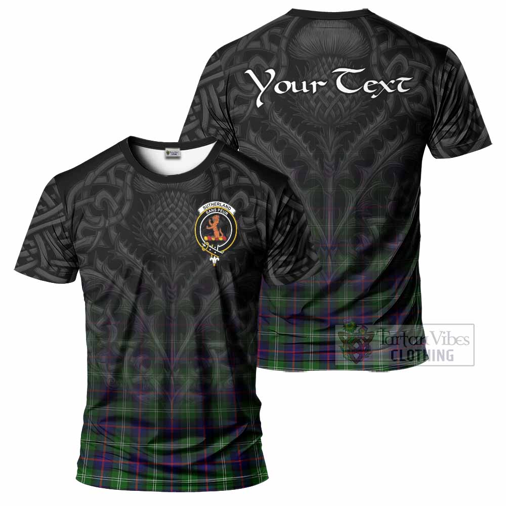 Tartan Vibes Clothing Sutherland Tartan T-Shirt with Family Crest Celtic Thistle Vibes