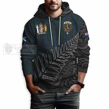 Sutherland Crest Tartan Hoodie with New Zealand Silver Fern Half Style