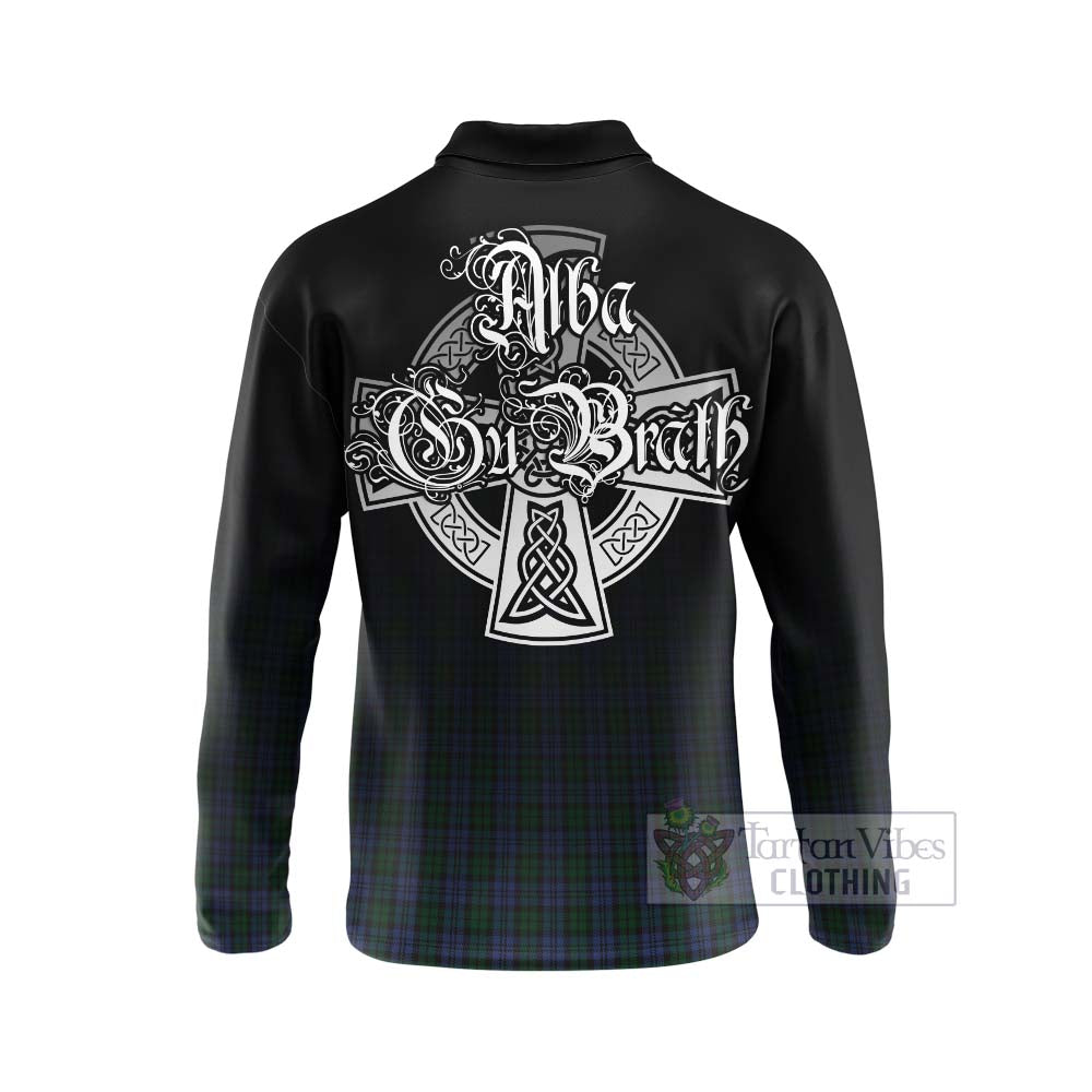 Tartan Vibes Clothing Sutherland Tartan Long Sleeve Polo Shirt Featuring Alba Gu Brath Family Crest Celtic Inspired