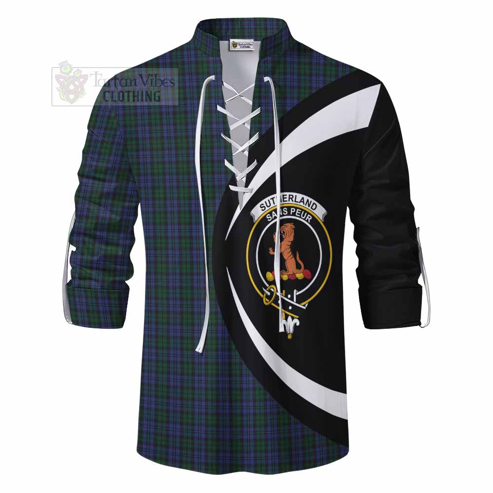 Tartan Vibes Clothing Sutherland Tartan Ghillie Kilt Shirt with Family Crest Circle Style